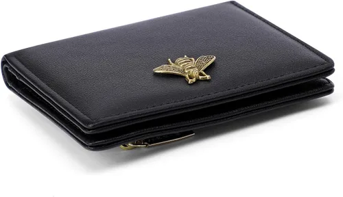 Miniatura 4 de Cartera pequeña para mujer con bloqueo RFID, cartera de bolsillo doble, cartera compacta y delgada para mujeres, carteras mini para mujeres, Negro