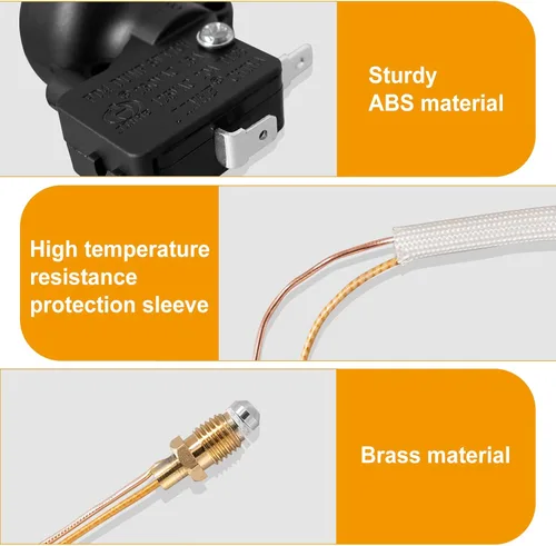 Miniatura 4 de Termopar e interruptor de inclinación para calentador de patio, termopar e interruptor de descarga kit de reparación para propano, tubo de vidrio