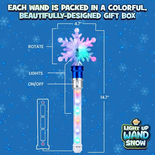 Miniatura 2 de IPIDIPI TOYS Varita de copo de nieve – Varita mágica giratoria iluminada para niños, hadas de princesa, rellenos de calcetines de Navidad, juguetes