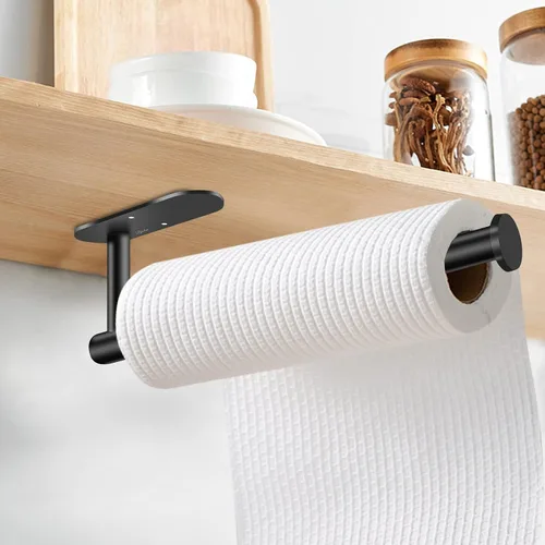 Miniatura 7 de Soporte de papel higiénico con estante y soporte para toallas de papel debajo del gabinete, soporte de papel higiénico de acero inoxidable SUS304