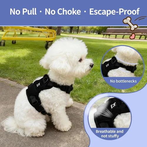 Miniatura 3 de Arnés de chaleco para perro, sin tirones y sin estrangulamiento, malla suave y transpirable, ajuste ajustable, a prueba de escapes, fácil de poner