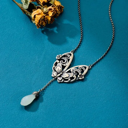 Miniatura 3 de Animal Flower Necklace for Women Mom Sterling Silver Enamel Jade Necklace Birthday Valentine's Day Mother's Day Gifts