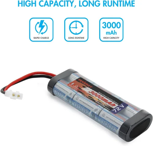 Miniatura 4 de Tenergy Paquete de baterías de 7.2 V de alta capacidad de 6 celdas de 3000 mAh NiMH, batería de repuesto para automóvil RC, camión RC, tanque