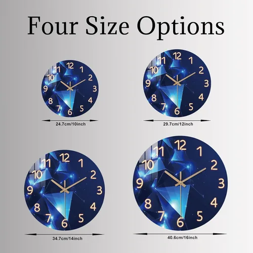 Miniatura 5 de Reloj de pared azul para dormitorio, reloj analógico moderno de 10 pulgadas, funciona con pilas, reloj de pared silencioso que no hace tictac
