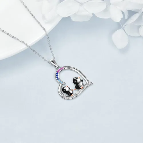 Miniatura 3 de YAFEINI Penguin Dog Gifts Sterling Silver Penguin Snowflake Necklace Heart Dog Pendant Jewelry for Women Girls Christmas Gifts