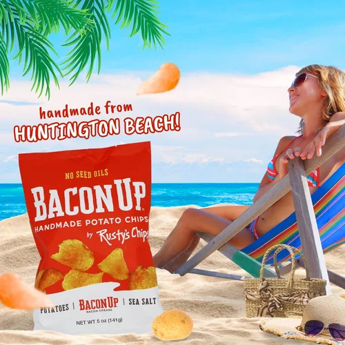Miniatura 5 de Bacon Up By Rusty's Chips, Handmade Bacon Potato Chips, No Seed Oils, Gluten Free Snack Pack, No Preservatives, Non-GMO, 5 Ounces (5 Ounce