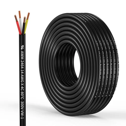Miniatura 20 de Cable eléctrico de calibre 14, 3 conductores, cable de cobre sin oxígeno, cable flexible de bajo voltaje de 100 pies/30.5 m para tiras LED, lámparas