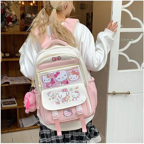 Miniatura 6 de Linda mochila kawaii, bolso Y2k Cutecore estético Grunge coquette Harajuku 2000s Bookbag diario senderismo, Rosado, Mochila Kawaii Cutecore Daypack