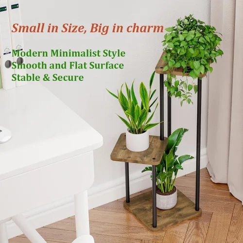 Miniatura 3 de AZERPIAN - Soporte para plantas de 3 niveles, estante de metal para plantas de interior, para múltiples plantas, soportes de esquina para flores