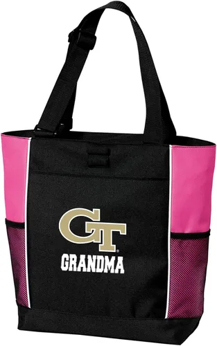 Miniatura 7 de Broad Bay Official Georgia Tech Tote Bag Zippered Travel Carryall Yellow Jackets Logo, 600D Polyester Canvas, Adjustable Web Handles, Front