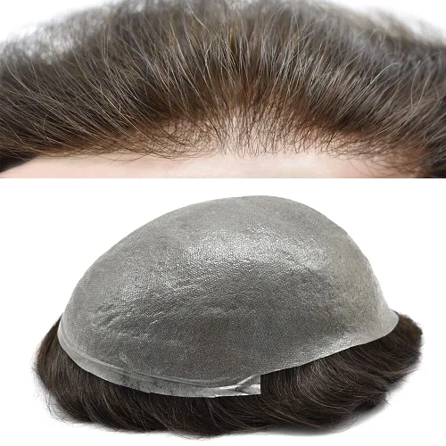 Miniatura 9 de Toupee - Sistema de reemplazo de cabello para hombres, piel ultrafina, transparente, 0.001 in, poliéster superfino, unidad de cabello de hombre, 8 x