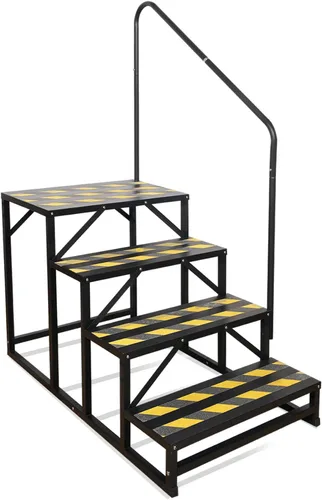 escaleras de 4 pasos para RV, escaleras para tina de hidromasaje, escalera de spa exterior con pasamanos, escalera portátil económica de 5ª rueda