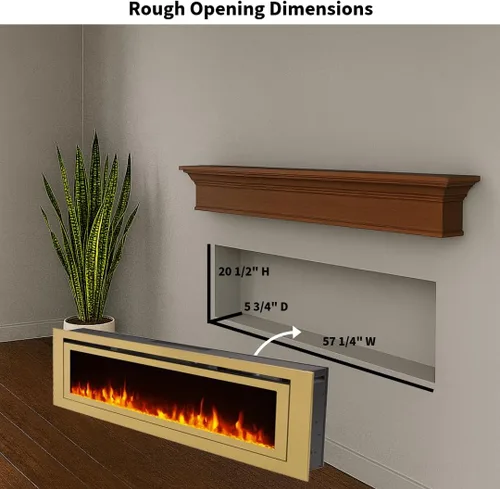Miniatura 2 de Touchstone Sideline Deluxe - Chimenea eléctrica inteligente dorada, 60 pulgadas de ancho, habilitada para Alexa/WiFi, empotrada en pared, 5 ajustes