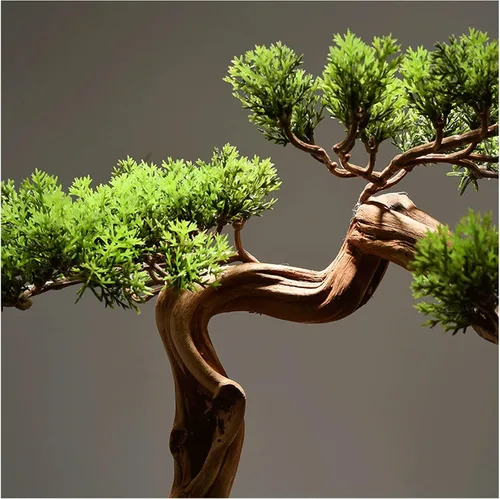 Miniatura 4 de Árbol bonsái artificial, bonsái artificial, árbol de pino de bienvenida, planta en maceta de simulación de 15 pulgadas, bonsái decorativo, oficina