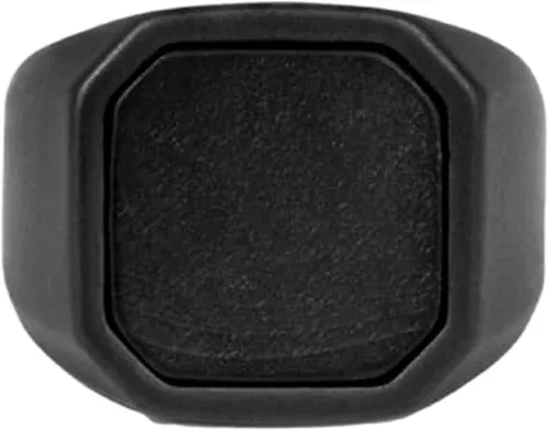 Miniatura 2 de Tateossian Anillo de cerámica negra con lapislázuli azul o piedra ónix, cuadrado