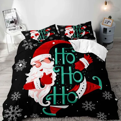 Miniatura 13 de LUVIVIHOME Juego de 3 Piezas de Funda de Edredón de Navidad Tamaño Queen, Juegos de Ropa de Cama, Funda de Edredón a Cuadros Búfalo Negro y Rojo
