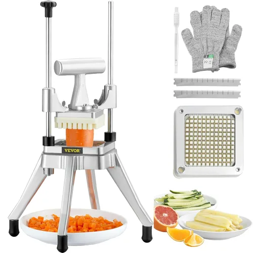 VEVOR Picador comercial de frutas y verduras, cuchilla de 1/4", cortador de alimentos profesional de servicio pesado, picador profesional Kattex,