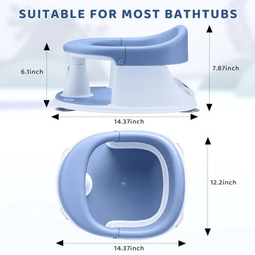 Miniatura 7 de Asiento de baño para bebé, asiento de bañera para niños pequeños de 6 a 12 a 24 meses, artículos esenciales de baño para bebés, gran regalo de ducha