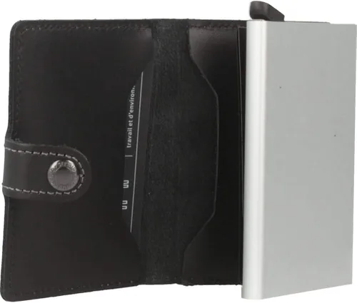 Miniatura 3 de Mini monedero Secrid de cuero negro genuino con protección RFIDcon un solo clic todas las tarjetas se deslizan gradualmente