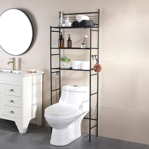 Miniatura 4 de L&H UNICO Estantería independiente de alambre de 3 estantes sobre el inodoro, organizador de almacenamiento para baño, ahorro de espacio, incluye 4