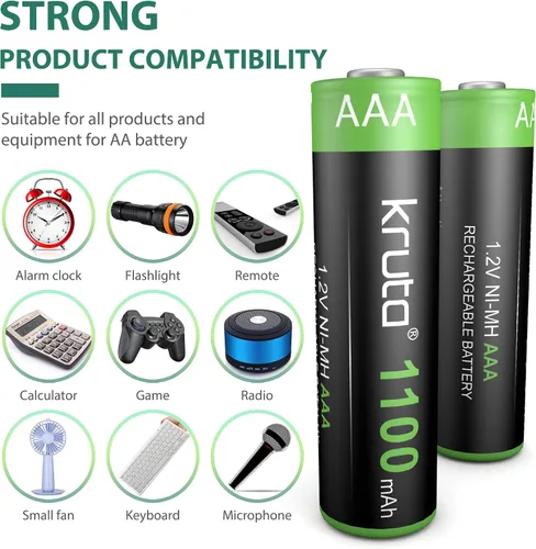 Miniatura 4 de Luces solares AAA 1100 mAh de alta capacidad 1.2 V Ni-MH recargable AAA batería solar para luces solares al aire libre, cadena de luces de batería