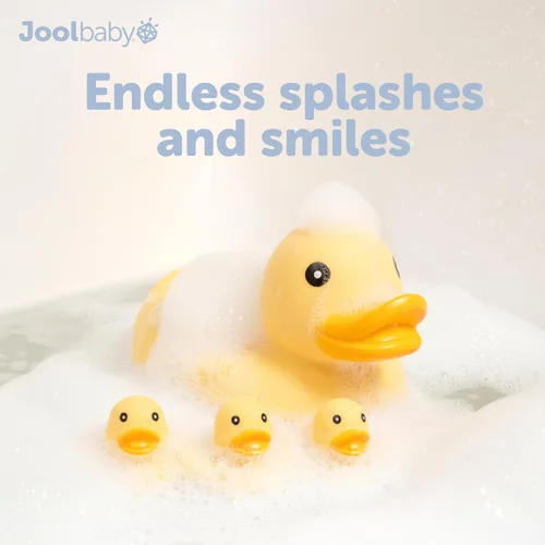 Miniatura 4 de Jool Baby Juego de regalo de juguetes de baño de 12 piezas, chorros de baño, patos de goma, ballena de natación enrollada, organizador