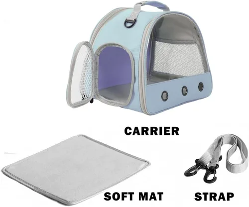 Miniatura 5 de Mochila Portadora de Conejo de Indias, Mochila Transparente con Ventana de Burbujas para Conejo de Indias, Conejito, Rata, Pájaro (Azul, Portadora)