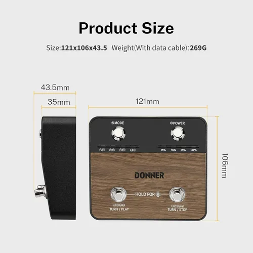 Miniatura 5 de Donner Pedal de giro de página inalámbrico Teleprompter App Control Pedal de pie para tabletas teléfonos recargables