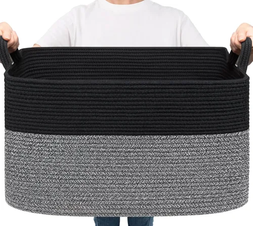 Miniatura 41 de Goodpick Cesta Grande de Almacenamiento de Juguetes, Cestas de Cuerda de Algodón Gris Contenedor de Almacenamiento de Juguetes para Bebé, Niños