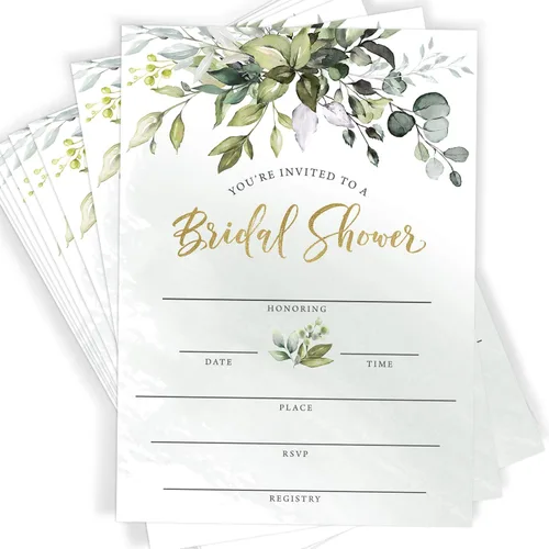 Miniatura 2 de Printed Party Invitaciones y sobres para despedida de soltera, vegetación, juego de 25