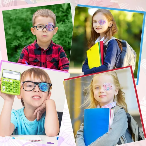 Miniatura 5 de Geyoga 80 parches adhesivos para los ojos para niños, parches adhesivos de algodón suave y transpirable para ambliopía y ojos perezosos, vendajes