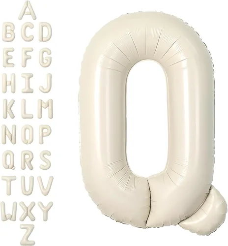 Miniatura 37 de SUWEN Globos de helio grandes de 102 cm (40 pulgadas) con letra S en color crema. Globos grandes de papel de aluminio con letra en helio, de A a Z.