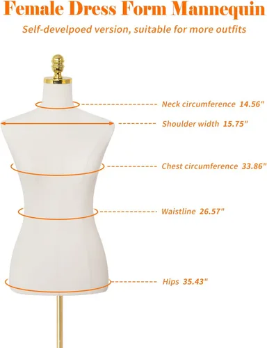 Miniatura 3 de Maniquí de torso para vestido con forma de 40.55-73.23 pulgadas de altura ajustable, modelo femenino para exhibición, cuerpo de maniquí con soporte