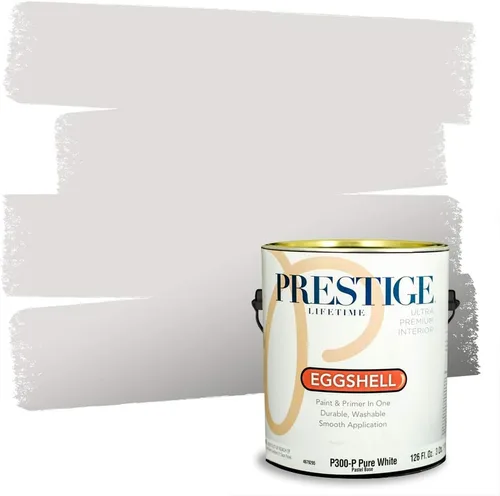 Miniatura 40 de Prestige Paints - Pintura y sellador 2 en 1 para exteriores, 1 galón, plana, similar a Sherwin Williams Snowfall, P100-P-SW6000