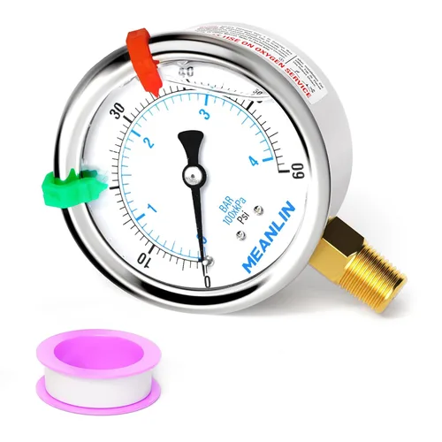 Miniatura 32 de MEANLIN MEASURE - Manómetro de vacío de presión -30inHG~0Psi, esfera con cara de 2.5 pulgadas, NPT de 1/4 de pulgada, manómetro de acero inoxidable