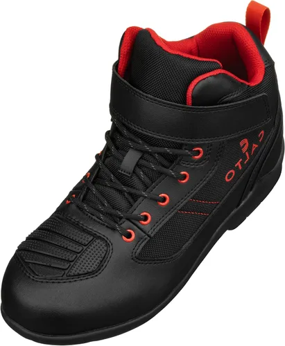 CALTO Zapatos de elevación invisibles para hombre con aumento de altura Botas de cuero ligeras con cordones de alta calidad para motocicleta, 3.2