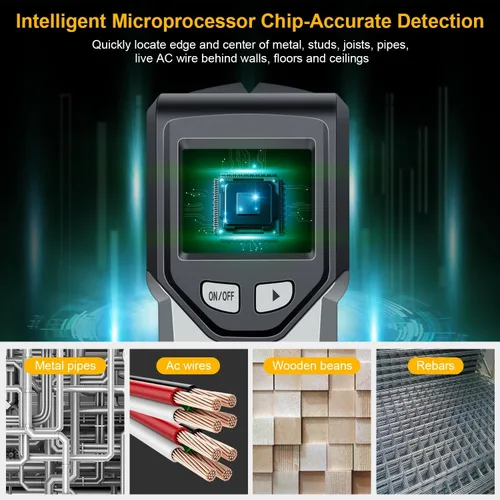 Miniatura 2 de Detector de Vigas Escáner de Pared - Herramienta Detector de Vigas 5 en 1 con Chip Inteligente y Pantalla LCD HD, Detector de Vigas Buscador
