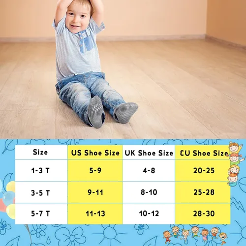Miniatura 7 de HYCLES Calcetines antideslizantes para niños pequeños, 15 pares de calcetines antideslizantes de corte bajo para niños de 1 a 7 años, calcetines