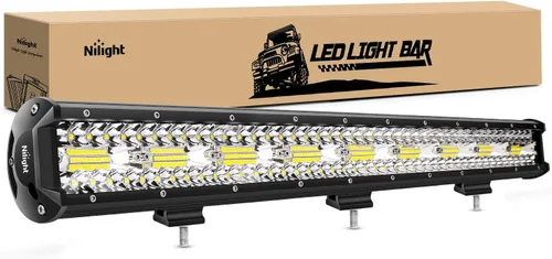 Miniatura 12 de Nilight Barra de luz LED de 26 pulgadas, 540 W, amarilla, foco de inundación, triple fila, lámpara de conducción, para techo, para defensa
