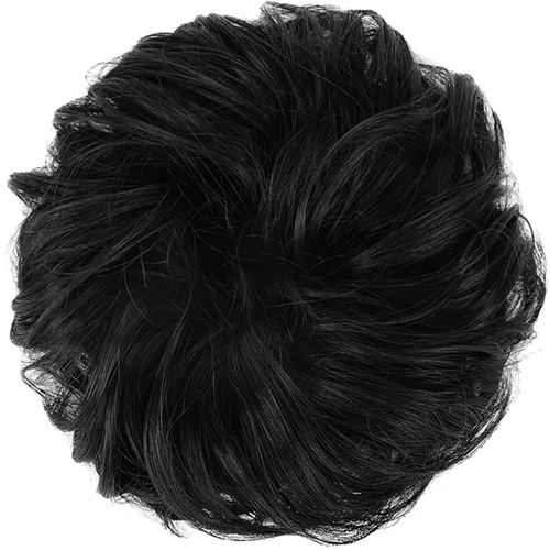 Miniatura 2 de FESHFEN Pieza de Cabello de Moño Desordenado - Extensiones de Coletas Elásticas Onduladas Rizadas con Moño Sintético Chignon para Mujeres y Niñas