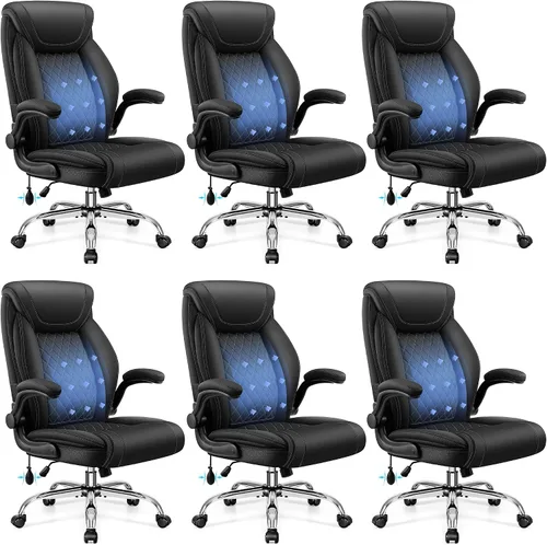 Miniatura 18 de Silla de oficina, silla de escritorio ergonómica grande y alta, silla ejecutiva de cuero para computadora con soporte lumbar ajustable, cómoda silla