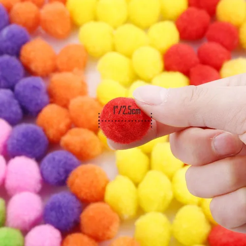 Miniatura 4 de Caydo 300 pompones surtidos de 1 pulgada con 100 piezas de ojos ondulantes con 200 limpiadores de pipas con 100 ojos ondulantes para arte