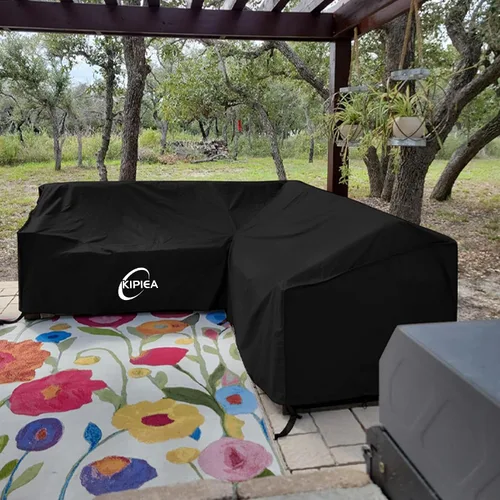 Miniatura 7 de Kipiea Funda para Sofá Seccional en Forma de L para Patio, Tela Oxford Resistente 420D, Funda Seccional para Exteriores con 6 Hebillas a Prueba