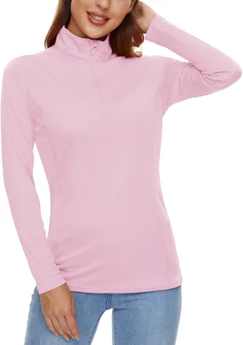 Miniatura 2 de CRYSULLY Camisas de manga larga para mujer, protección solar, cremallera de 14, de verano, de secado rápido
