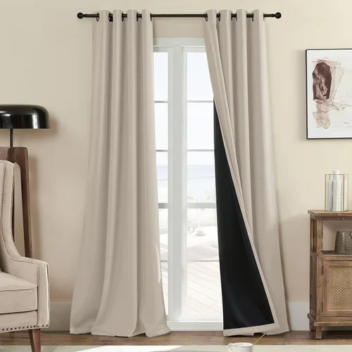 Miniatura 43 de Rutterllow - Cortinas 100% opacas, paneles de cortina con ojales, aislamiento térmico y bloqueo de luz para habitación y sala de estar
