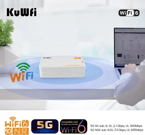 Miniatura 2 de KuWFi Router 0.18 oz con ranura para tarjeta SIM desbloqueada, AX3600 WiFi-6 módem con ranura para tarjeta SIM, NR NSA/SA 5G NR SA NSA AX3000 WiFi 6