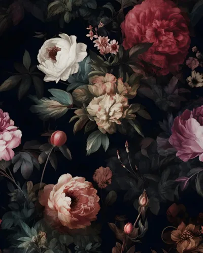 Miniatura 16 de Papel tapiz floral negro para despegar y pegar, papel tapiz de vinilo para pegar y pelar, papel de contacto rosa oscuro para gabinetes, papel