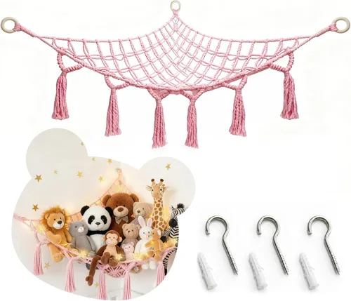 Miniatura 7 de Hamaca de almacenamiento de animales de peluche, red de hamaca de juguete grande para decoración de habitaciones de animales de peluche, bonita red
