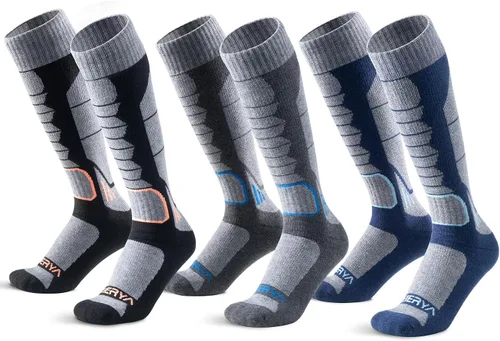 Miniatura 8 de Calcetines de lana de merino para esquí para hombres, mujeres y jóvenes - Calcetines térmicos de snowboard con amortiguación completa por encima
