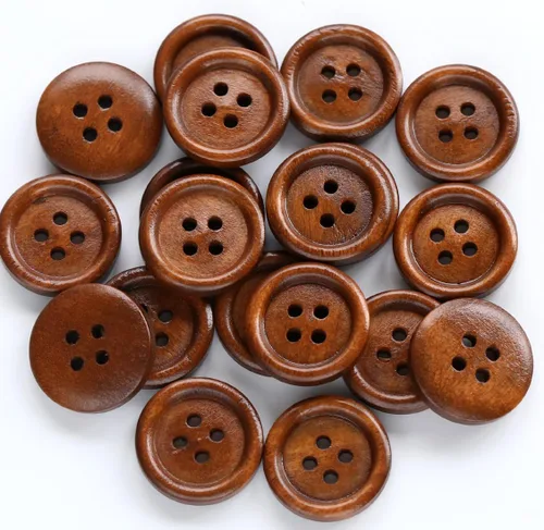 Miniatura 8 de 200 botones de madera de color marrón de 1/2 pulgada (0.492 in) para manualidades, proyecto de costura de botón de madera